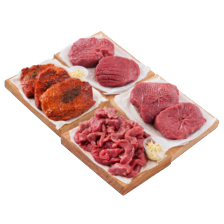 Malse runder- of kogelbiefstuk, biefstukpuntjes of rundersteaks